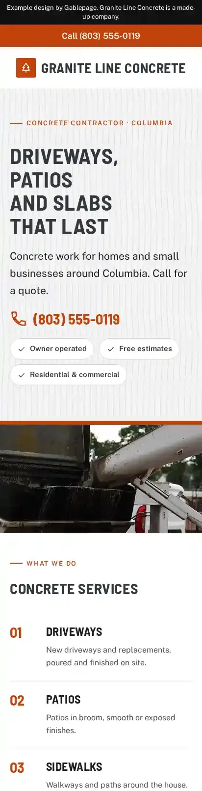Example site for Granite Line Concrete